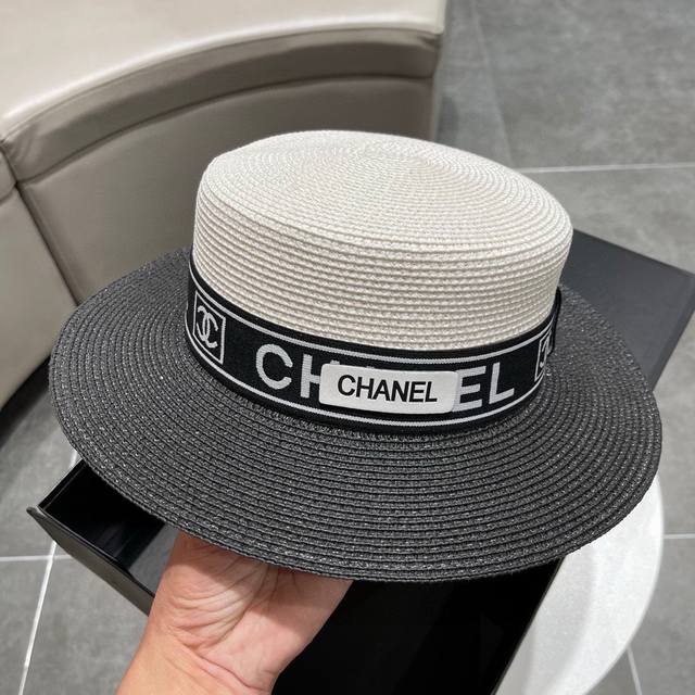 Chanel香奈儿草帽 新款草帽 名媛风 版型好看 黑 白两色 头围57Cm